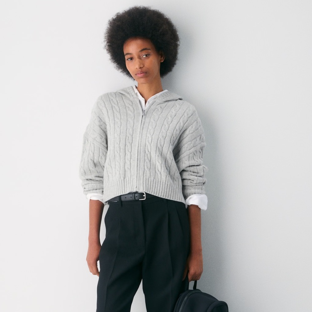 Cable Knit Sweater Zip Up